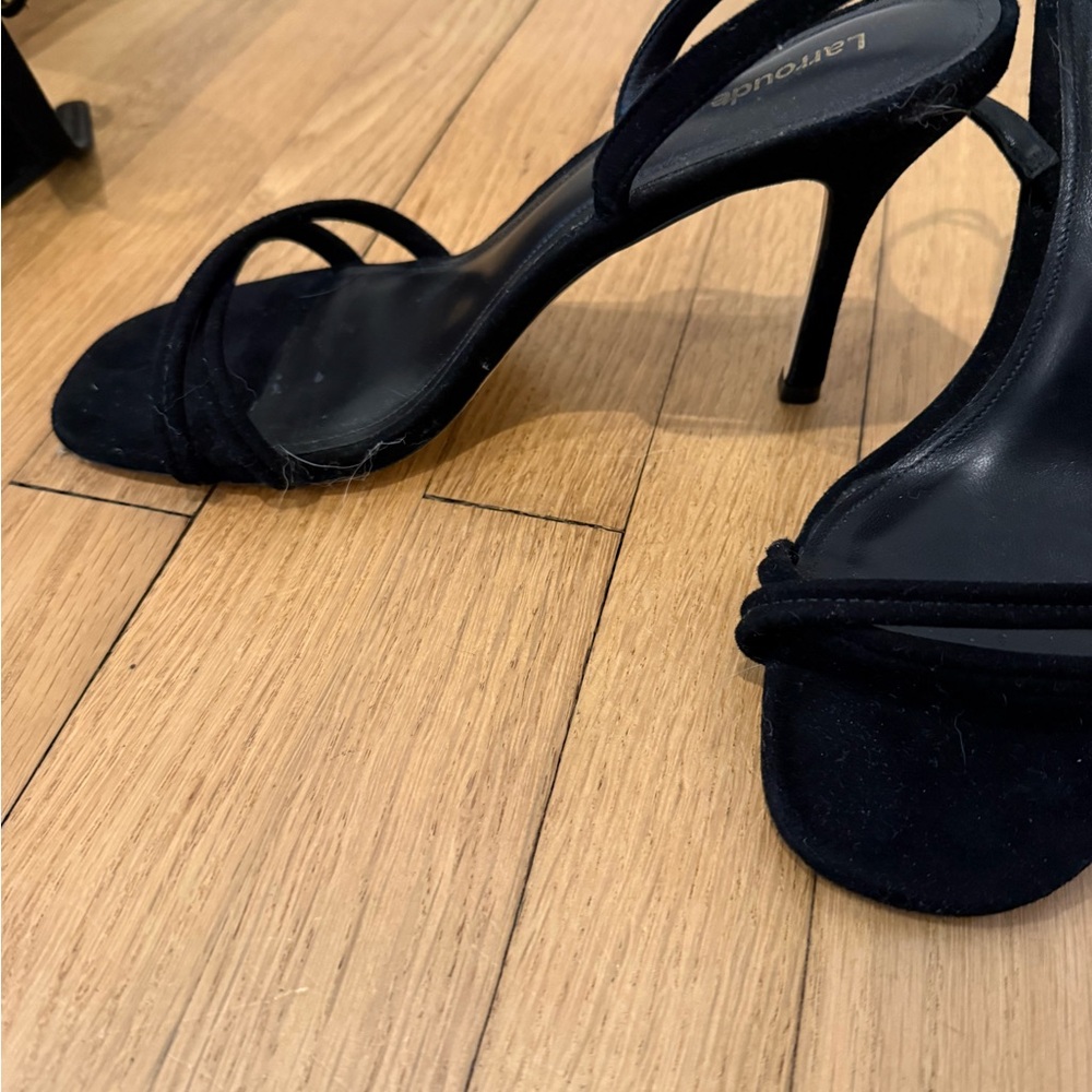 Larroude Black Strappy Heels